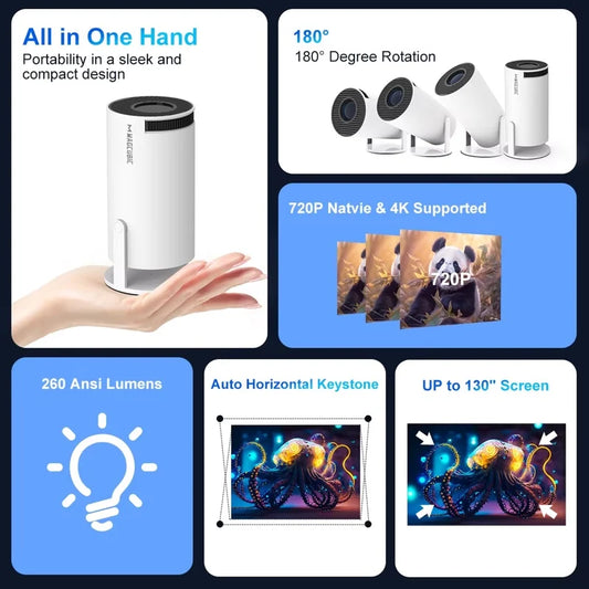 Magcubic HY300 Pro Smart Projector: Portable 4K Home Cinema with Android 11, Dual WiFi 6 & Bluetooth 5.0